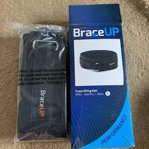 BraceUp Powerlifting Belt B692 Black Large *NEW*